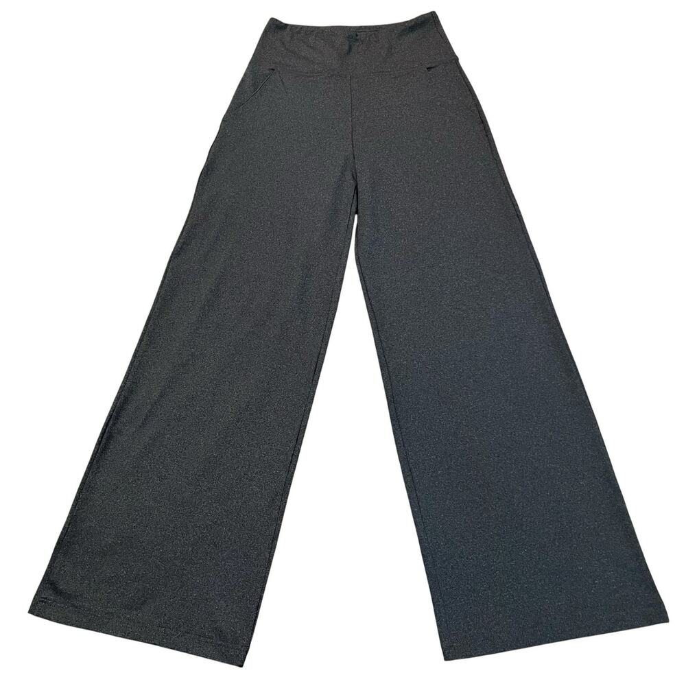 Kira Grace High Waist Wide Leg Pants Medium Charcoal Gray Pull On Knit Comfort